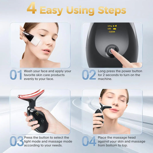 Hot Sale Eye Beauty Device Vibration Heated Facial Massage Vraiko Lily Neck Massager, Face Sculpting Too for Face and Neck Light
