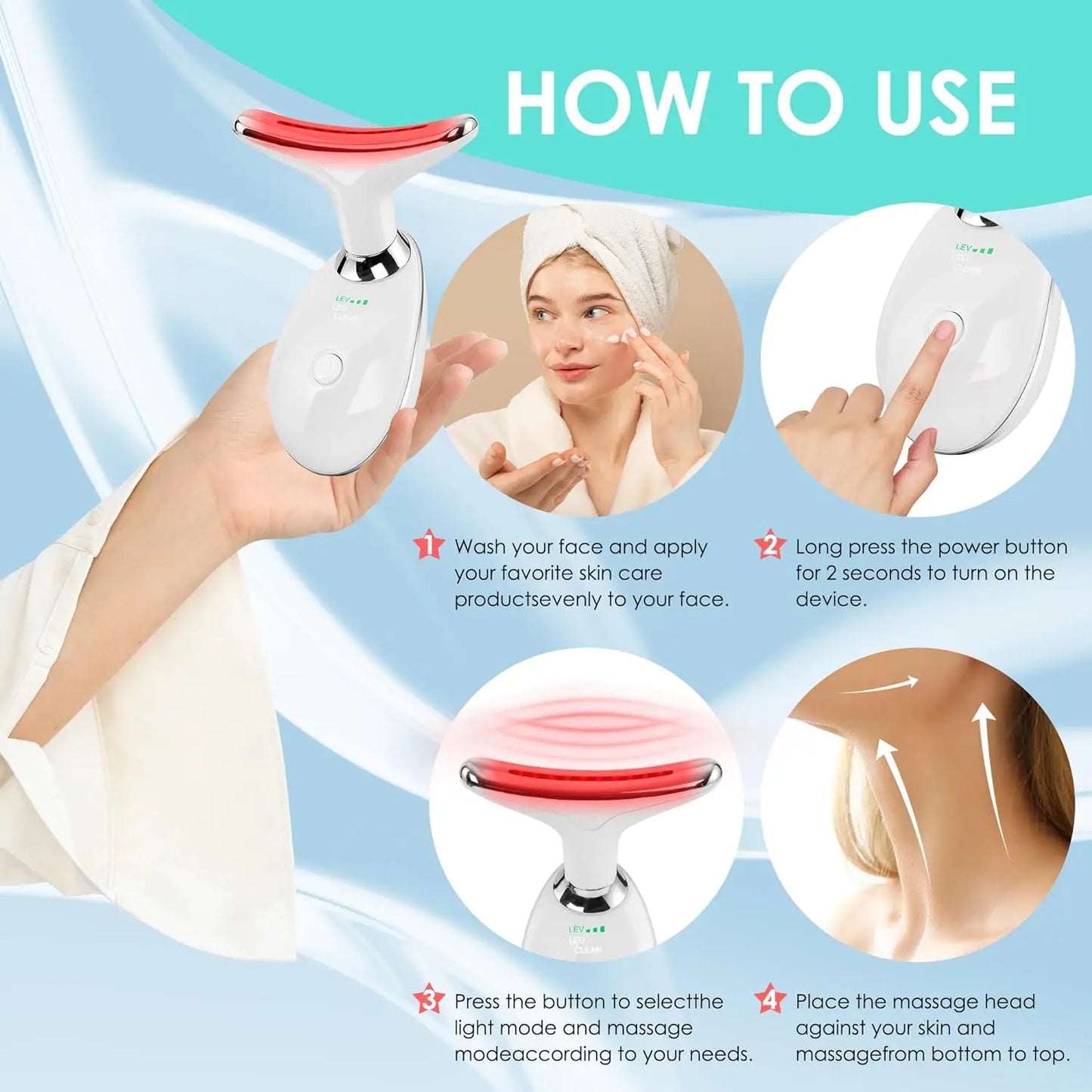 Hot Sale Eye Beauty Device Vibration Heated Facial Massage Vraiko Lily Neck Massager, Face Sculpting Too for Face and Neck Light