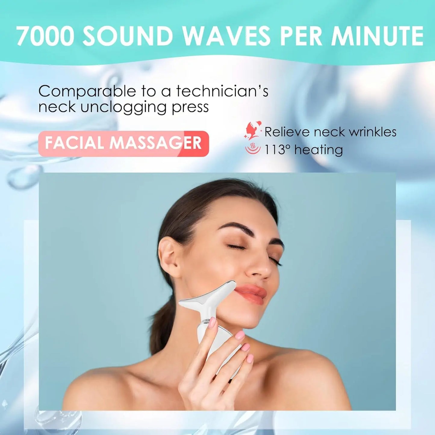 Hot Sale Eye Beauty Device Vibration Heated Facial Massage Vraiko Lily Neck Massager, Face Sculpting Too for Face and Neck Light