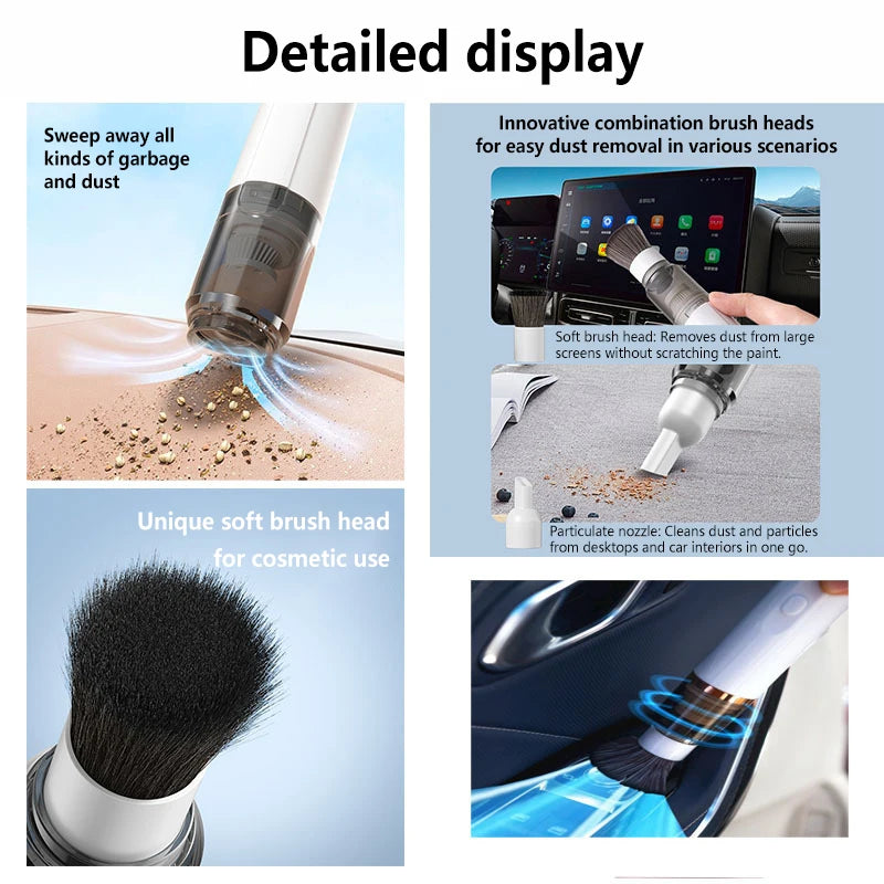 Mini Handheld Vacuum Cleaner 3-in-1 Suction/Blow/Water Absorption Strong Suction Portable for Car Coffee Powder Desktop Cleaning