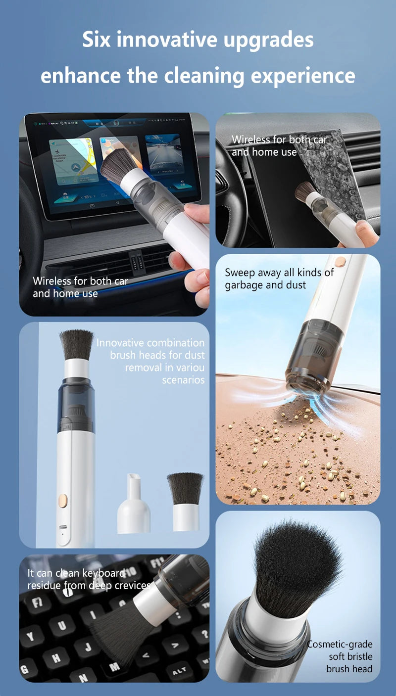 Mini Handheld Vacuum Cleaner 3-in-1 Suction/Blow/Water Absorption Strong Suction Portable for Car Coffee Powder Desktop Cleaning