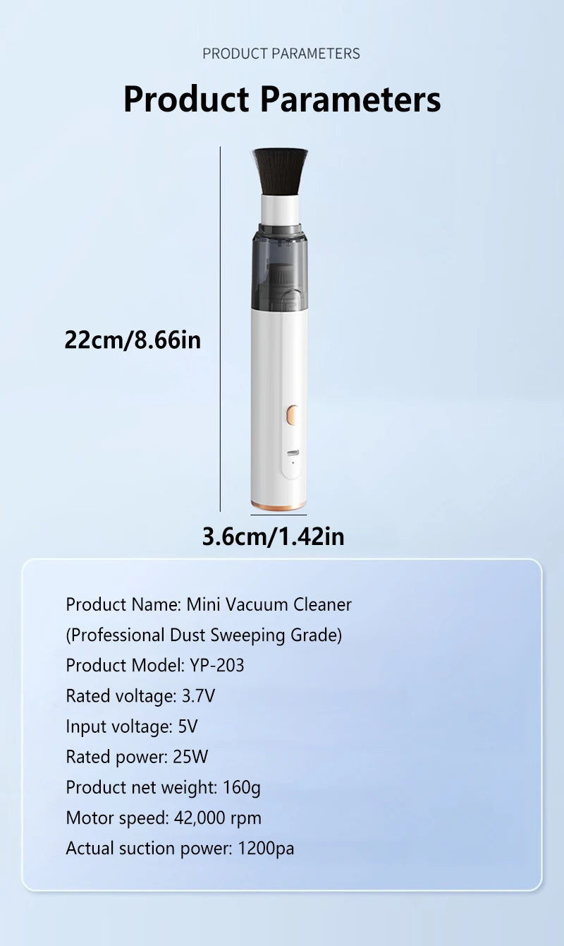 Mini Handheld Vacuum Cleaner 3-in-1 Suction/Blow/Water Absorption Strong Suction Portable for Car Coffee Powder Desktop Cleaning